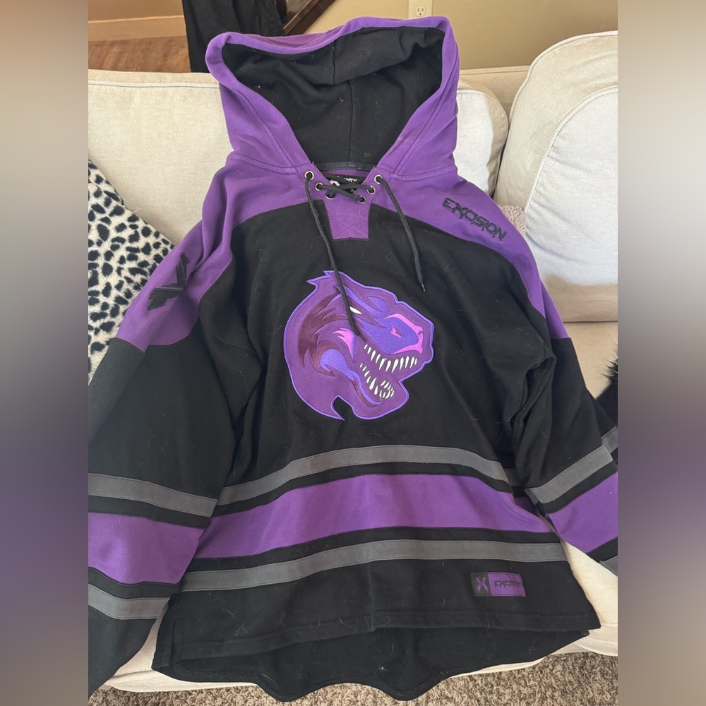 Excision Purple lace tie hockey jersey
